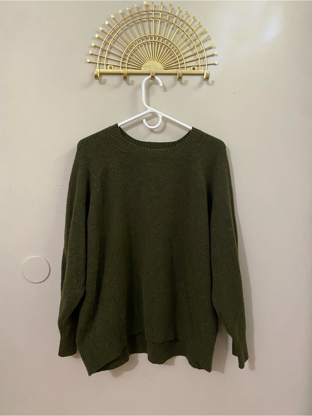 Olive Green Women's Crewneck Sweater